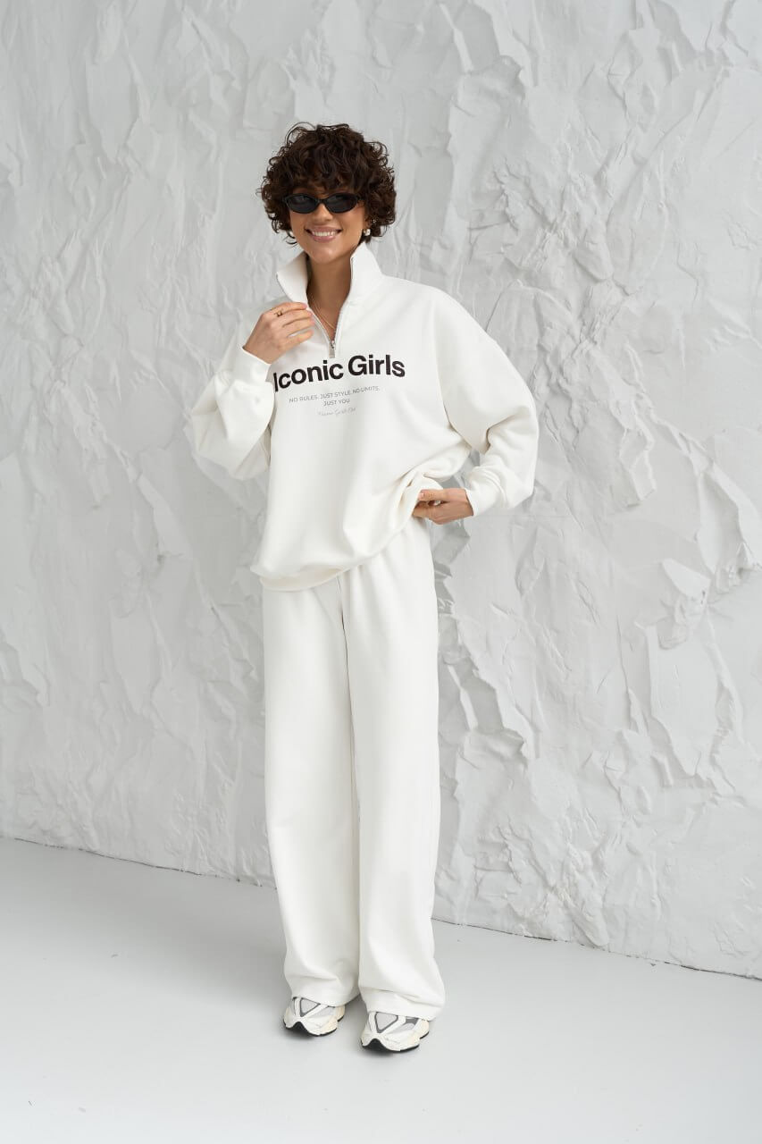 Women’s Iconic Girls sweatshirt suit in ivory color